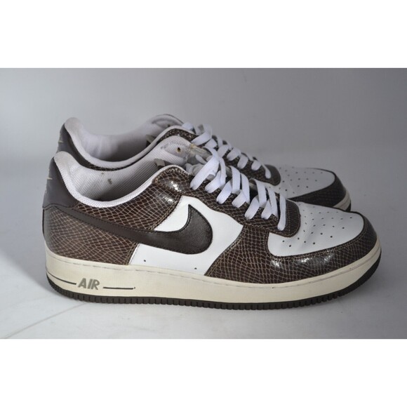 Nike Air Force 1 Premium Brown Snakeskin Men's 12 Sneaker 309096-121 Shoes White - Picture 7 of 16